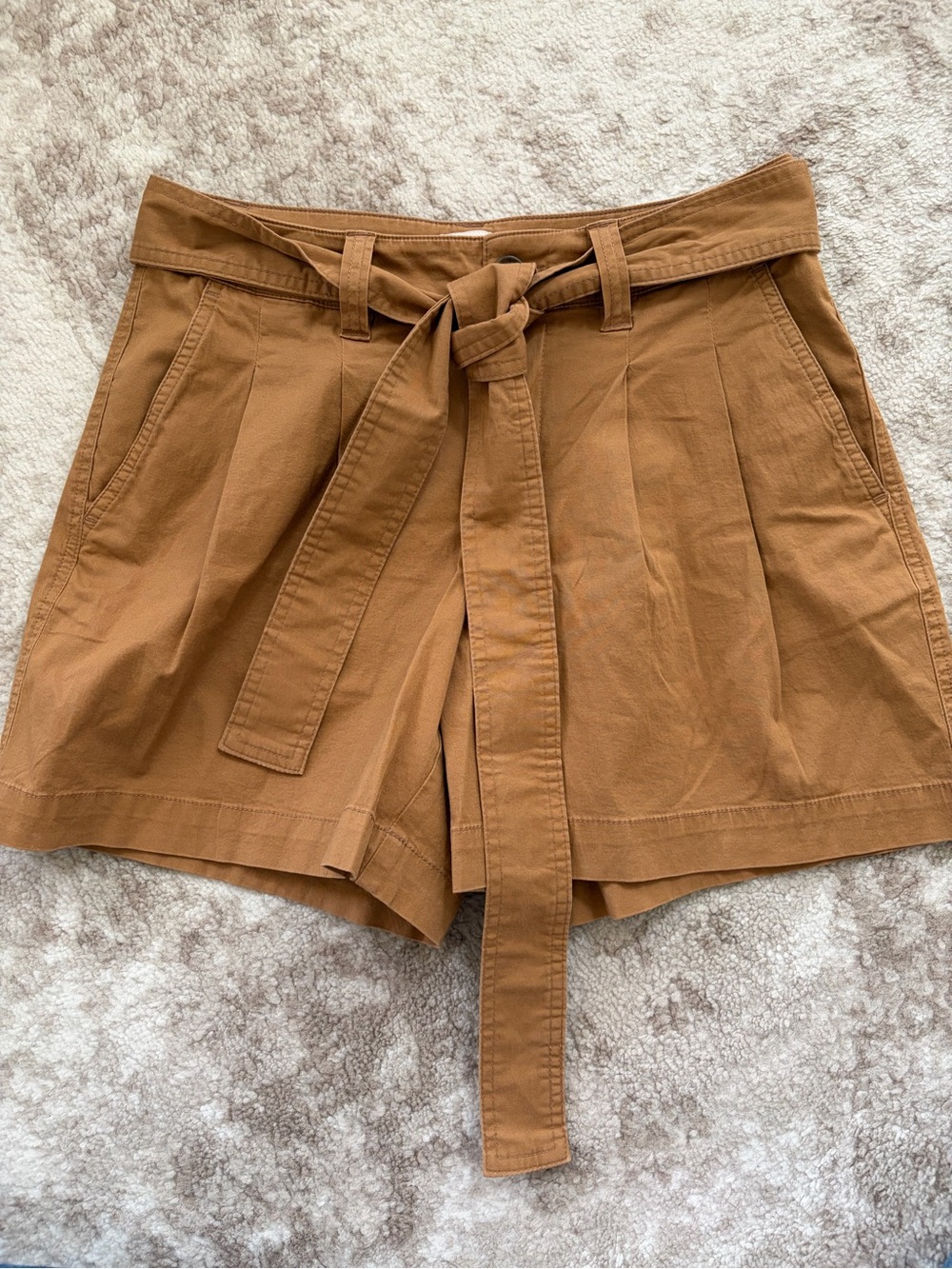 4 • a new day stretch tan chestnut belted shorts
